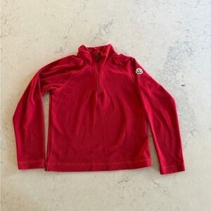 Boy’s Moncler Red Quarter-Zip Fleece Pullover Sweater Small Medium 8